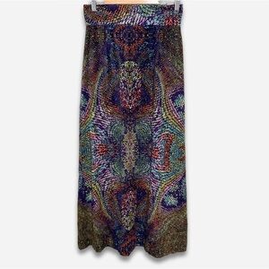 Vintage 70s psychedelic colorful pixelated maxi skirt 30 inch waist